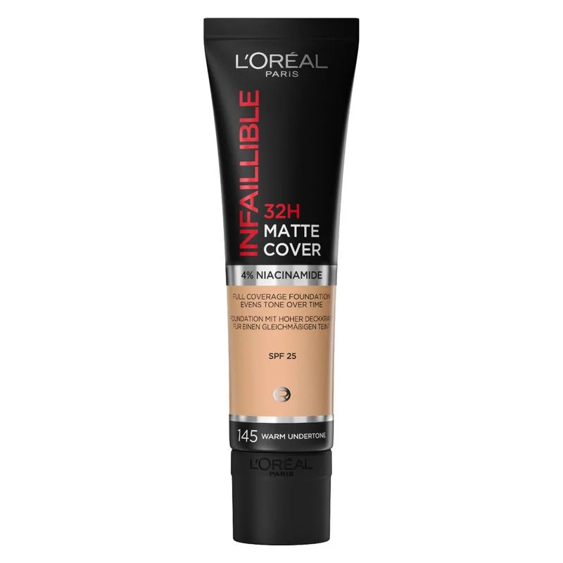 L'Oréal Infaillible 32H Matte Cover Fondotinta 145 - Warm Undertone 30 Ml