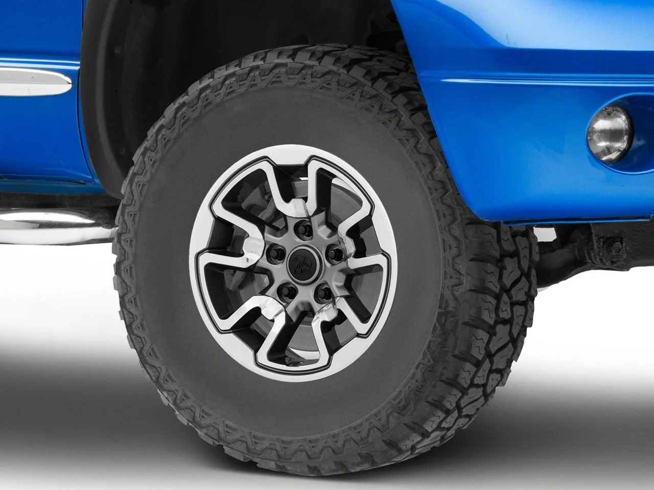 Rebel Style Polished with Anthracite Inlay 5-Lug Wheel; 17x8; 18mm Offset (02-08 RAM 1500, Excluding Mega Cab)