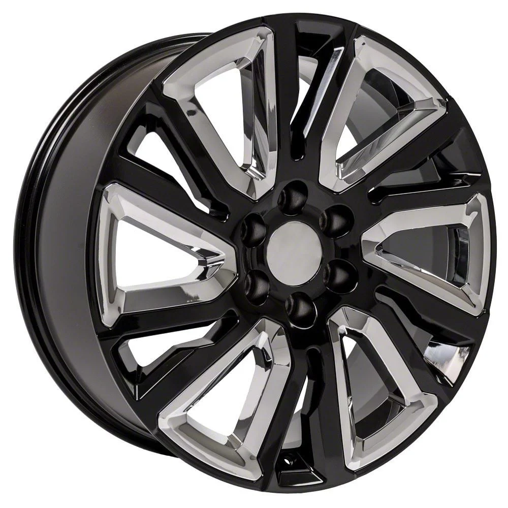 Next Gen Sierra Style Black with Chrome Insert 6-Lug Wheel; 22x9; 28mm Offset (07-13 Silverado 1500)