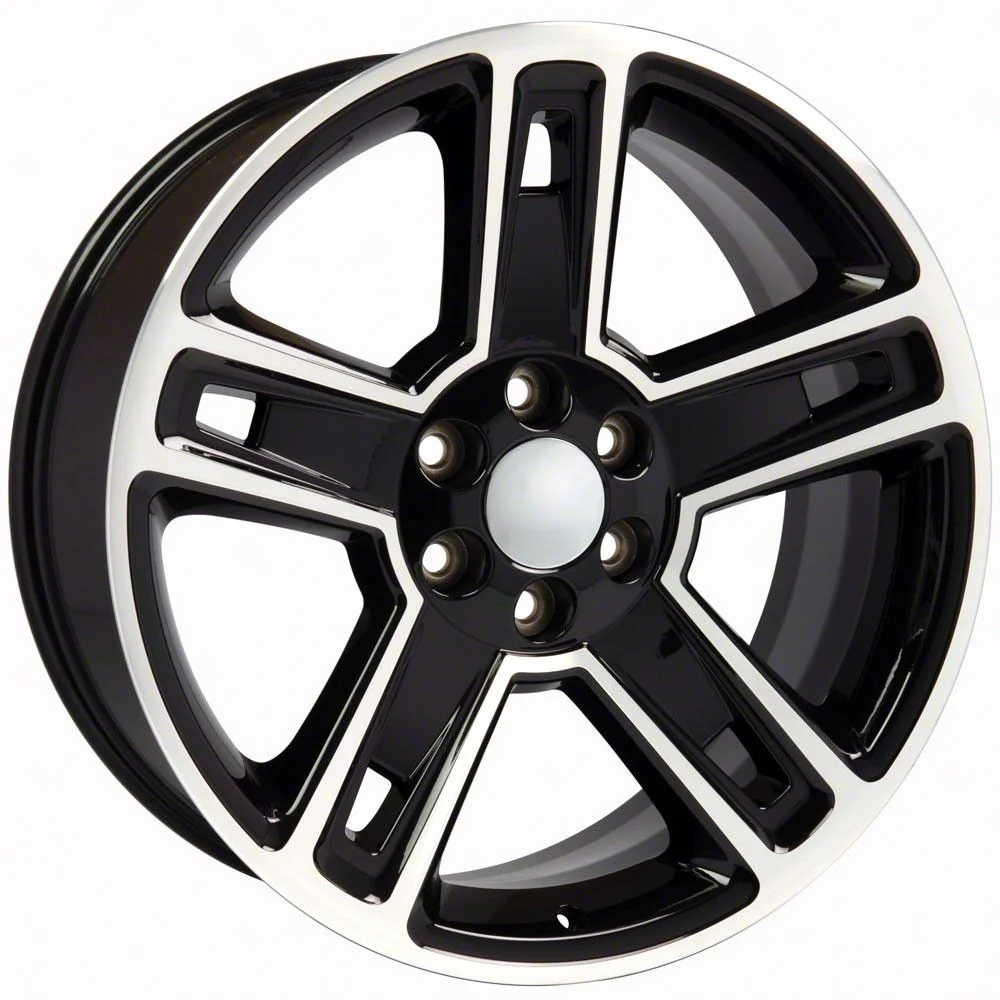 5-Spoke Style Black Machined 6-Lug Wheel; 22x9; 24mm Offset (07-13 Sierra 1500)
