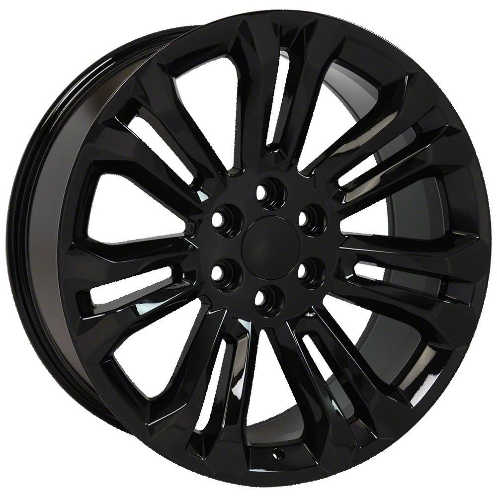 7-Double Spoke Style Black 6-Lug Wheel; 22x9; 24mm Offset (07-13 Sierra 1500)