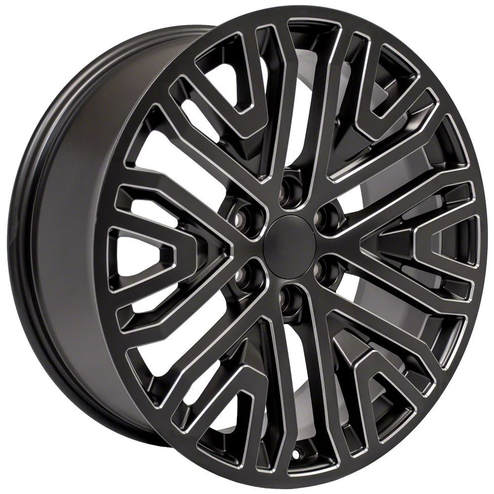 Next Gen Sierra Style Black Milled 6-Lug Wheel; 22x9; 28mm Offset (07-13 Sierra 1500)
