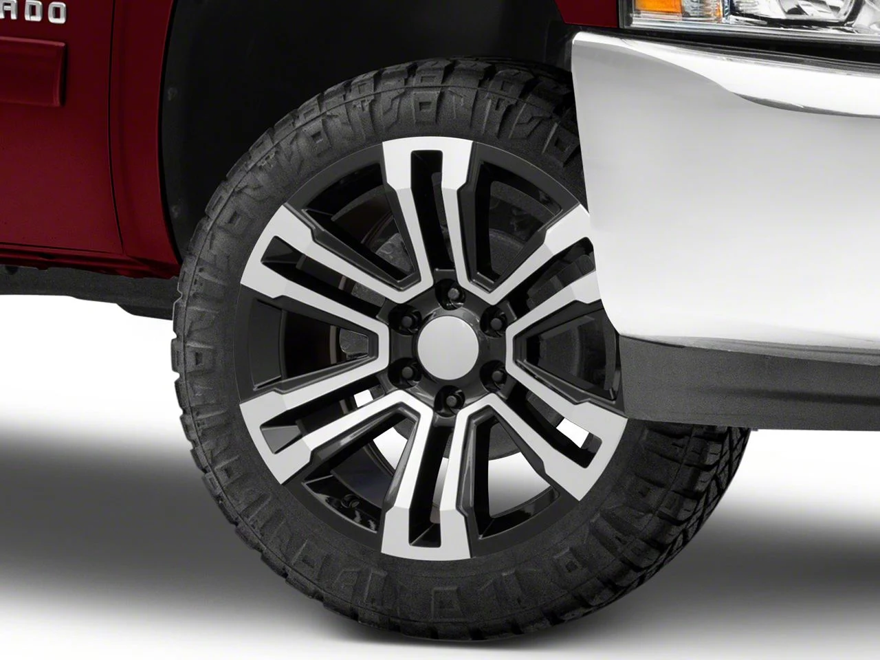 Denali Style Black Machined 6-Lug Wheel; 22x9; 24mm Offset (07-13 Silverado 1500)