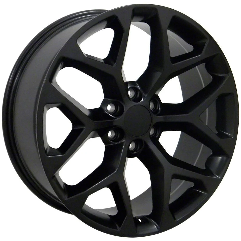 Snowflake Style Satin Black 6-Lug Wheel; 22x9; 24mm Offset (07-13 Silverado 1500)