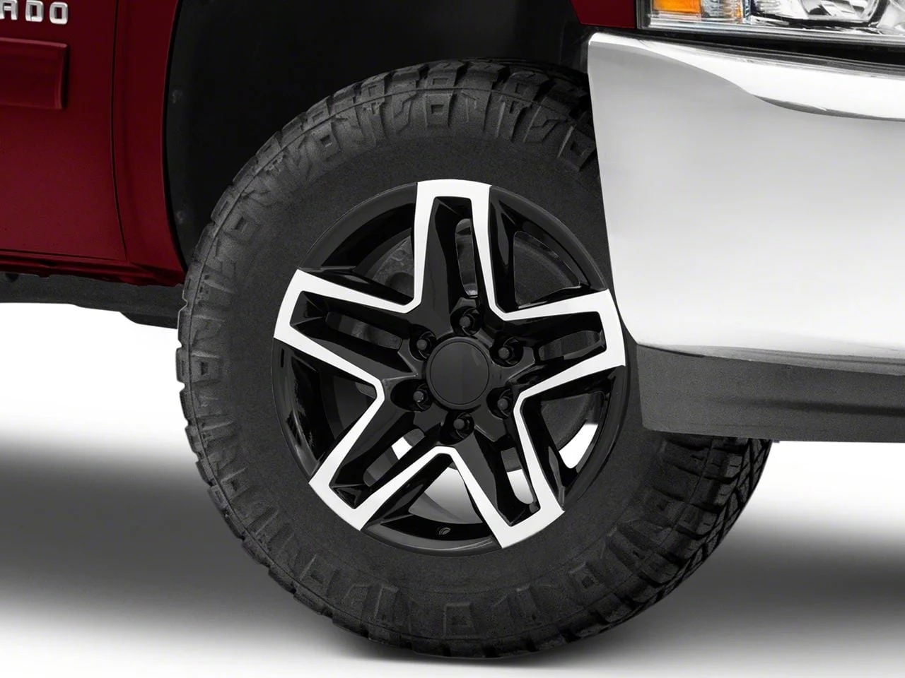 Trail Boss Style Black Machined 6-Lug Wheel; 18x8.5; 26mm Offset (07-13 Silverado 1500)