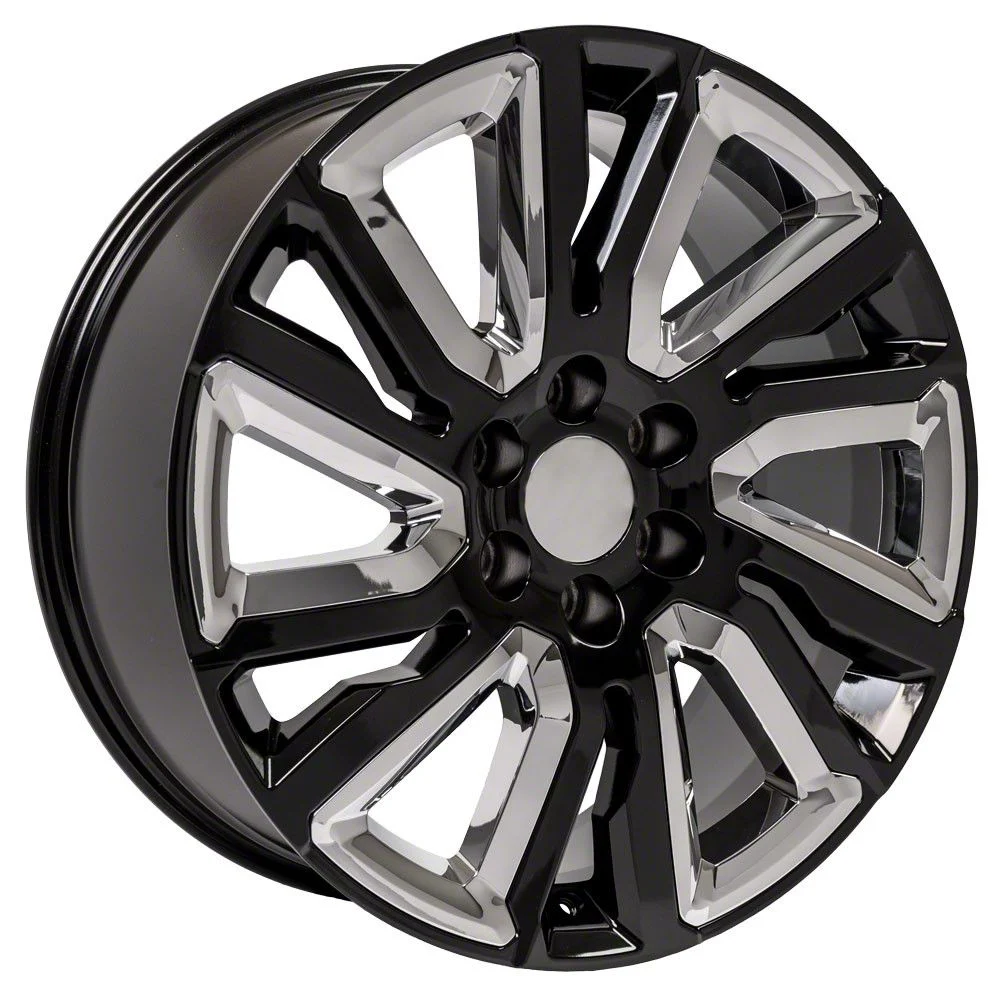 Next Gen Sierra Style Black with Chrome Insert 6-Lug Wheel; 22x9; 28mm Offset (14-18 Silverado 1500)