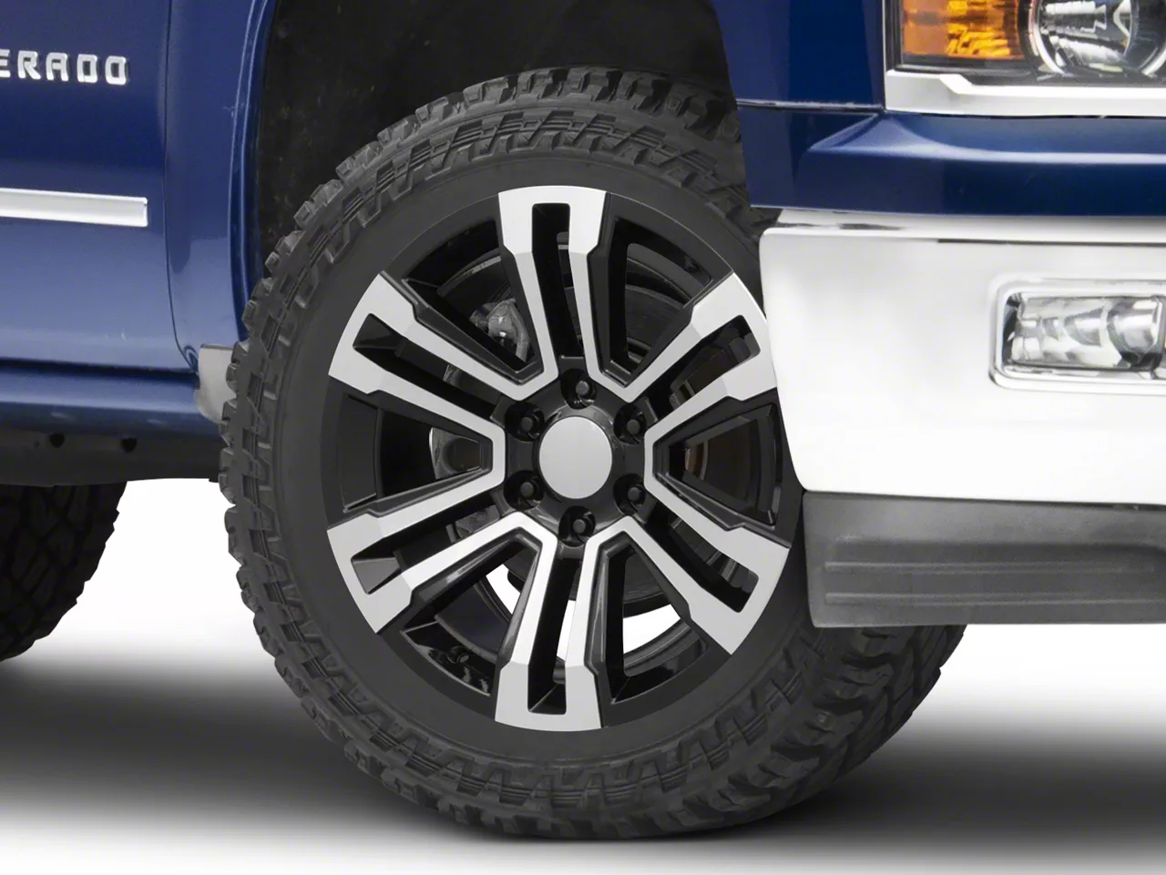 Denali Style Black Machined 6-Lug Wheel; 22x9; 24mm Offset (14-18 Silverado 1500)