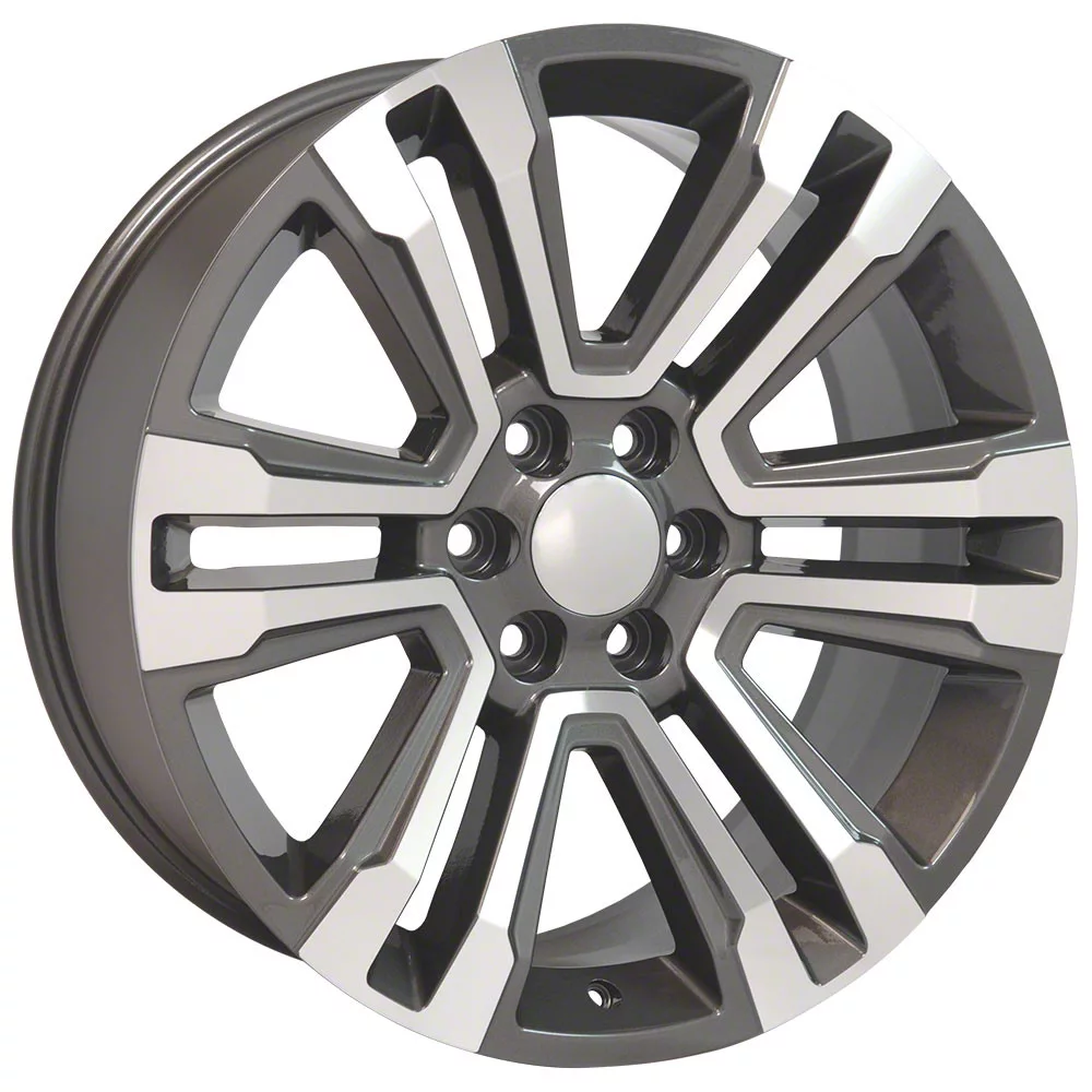 Denali Style Hyper Machined 6-Lug Wheel; 22x9; 24mm Offset (14-18 Silverado 1500)
