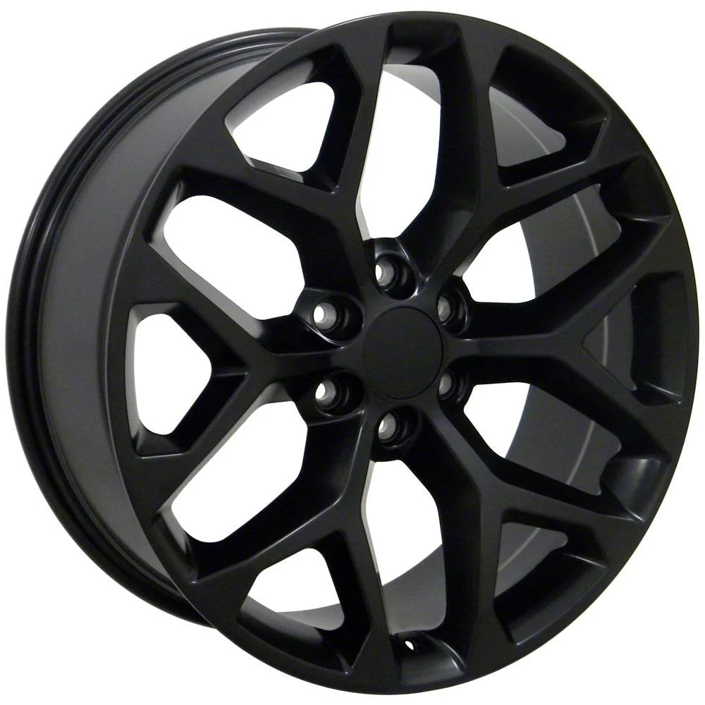 Snowflake Style Satin Black 6-Lug Wheel; 22x9; 24mm Offset (14-18 Silverado 1500)