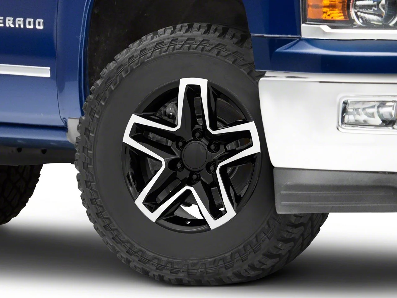 Trail Boss Style Black Machined 6-Lug Wheel; 18x8.5; 26mm Offset (14-18 Silverado 1500)