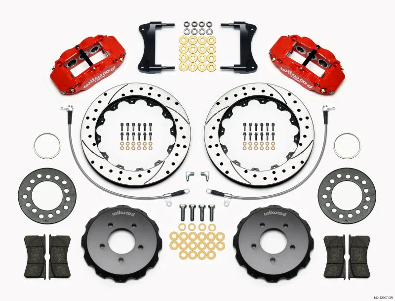 Wilwood Narrow Superlite 6R Front Hat Kit 12.88in Drill Red 2005-Up Mazda Miata w/ Lines