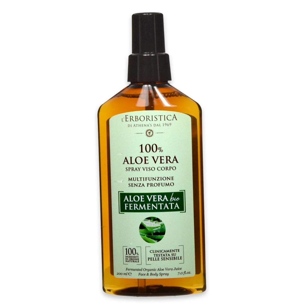 L' erboristica acqua spray 100% aloe bio fermentata 200 ml