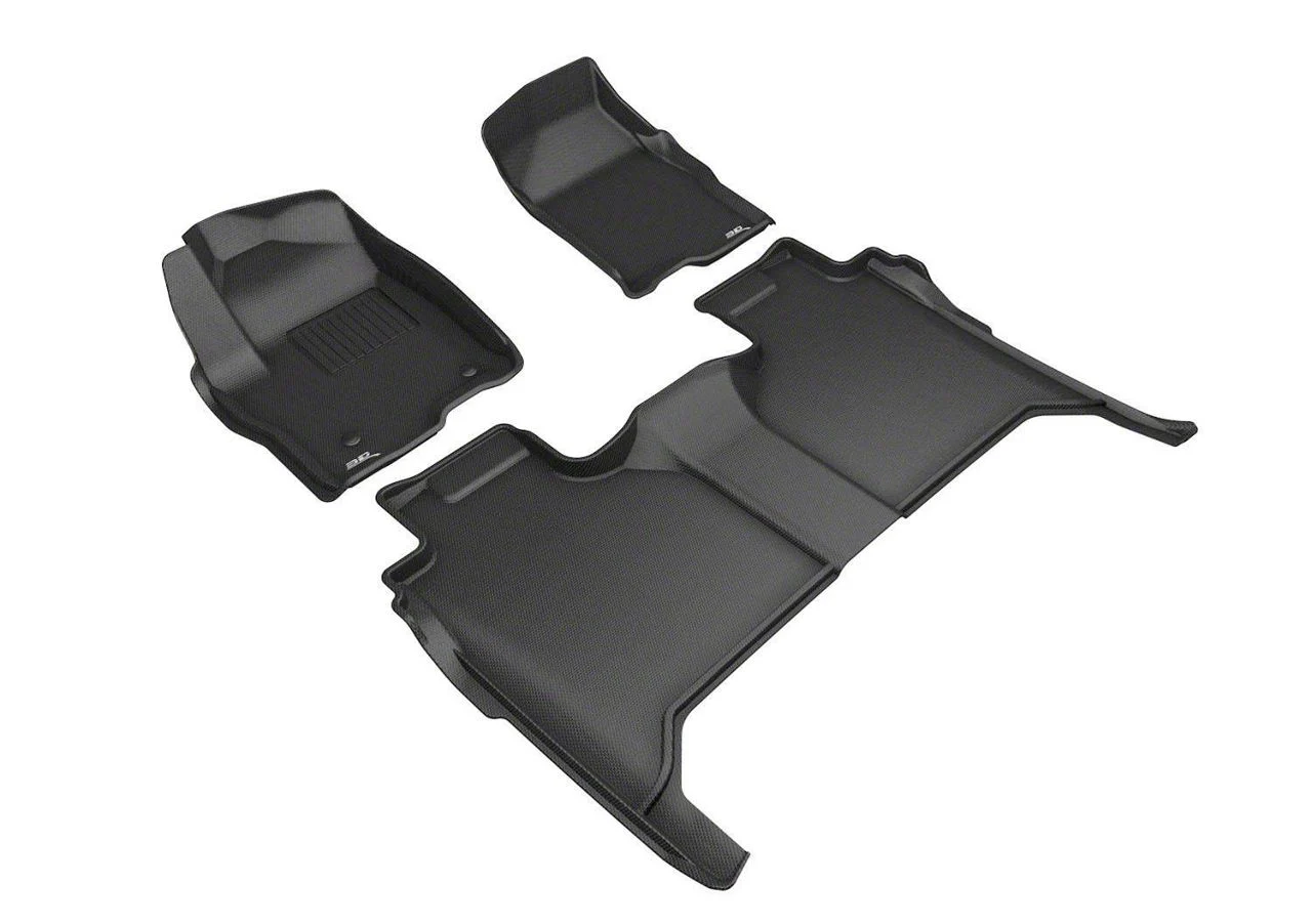 3D MAXpider KAGU Series All-Weather Custom Fit Front and Rear Floor Liners; Black (19-26 Sierra 1500 Crew Cab)