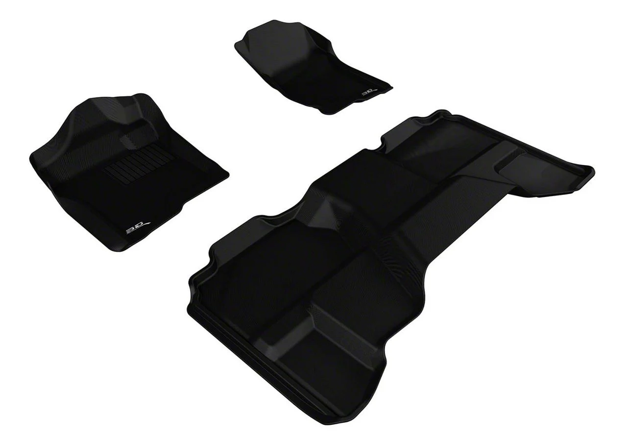 3D MAXpider KAGU Series All-Weather Custom Fit Front and Rear Floor Liners; Black (07-13 Silverado 1500 Extended Cab)