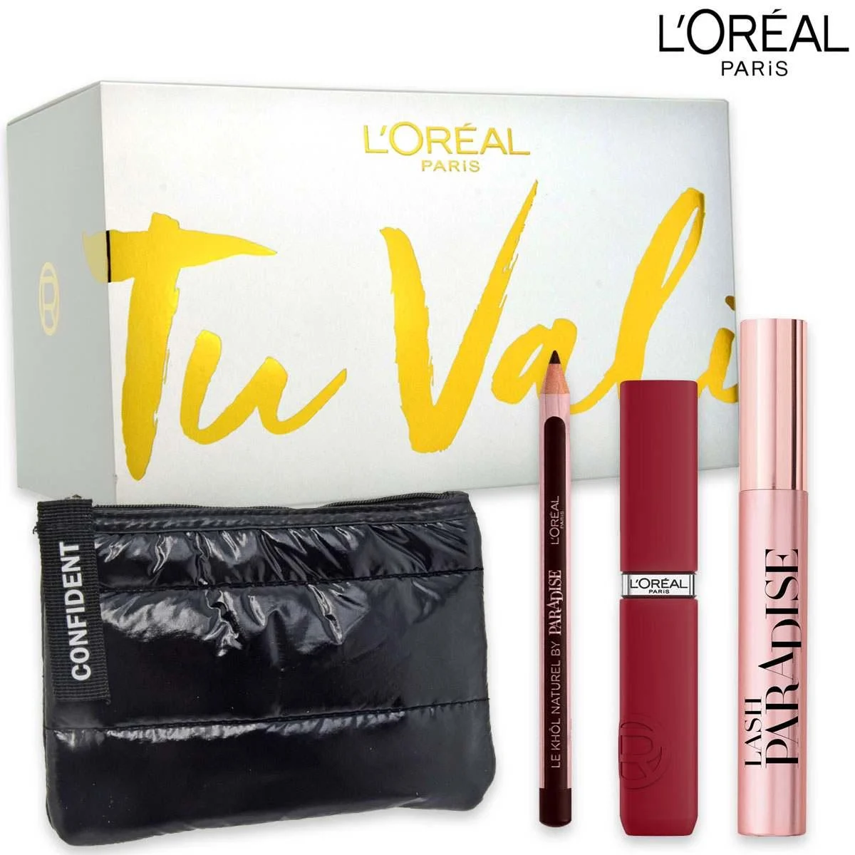L'oreal mascara ciglia paradiso + rossetto + matita + pochette