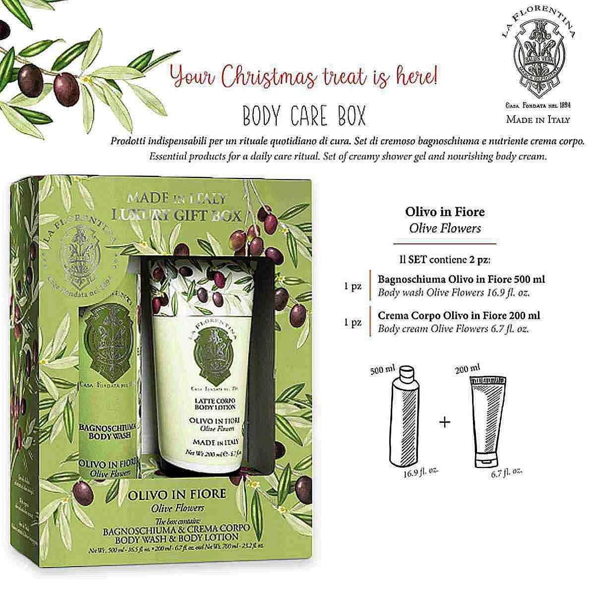 Set regalo La florentina bagnoschiuma 500 ml + 200ml corpo olivo in fiore