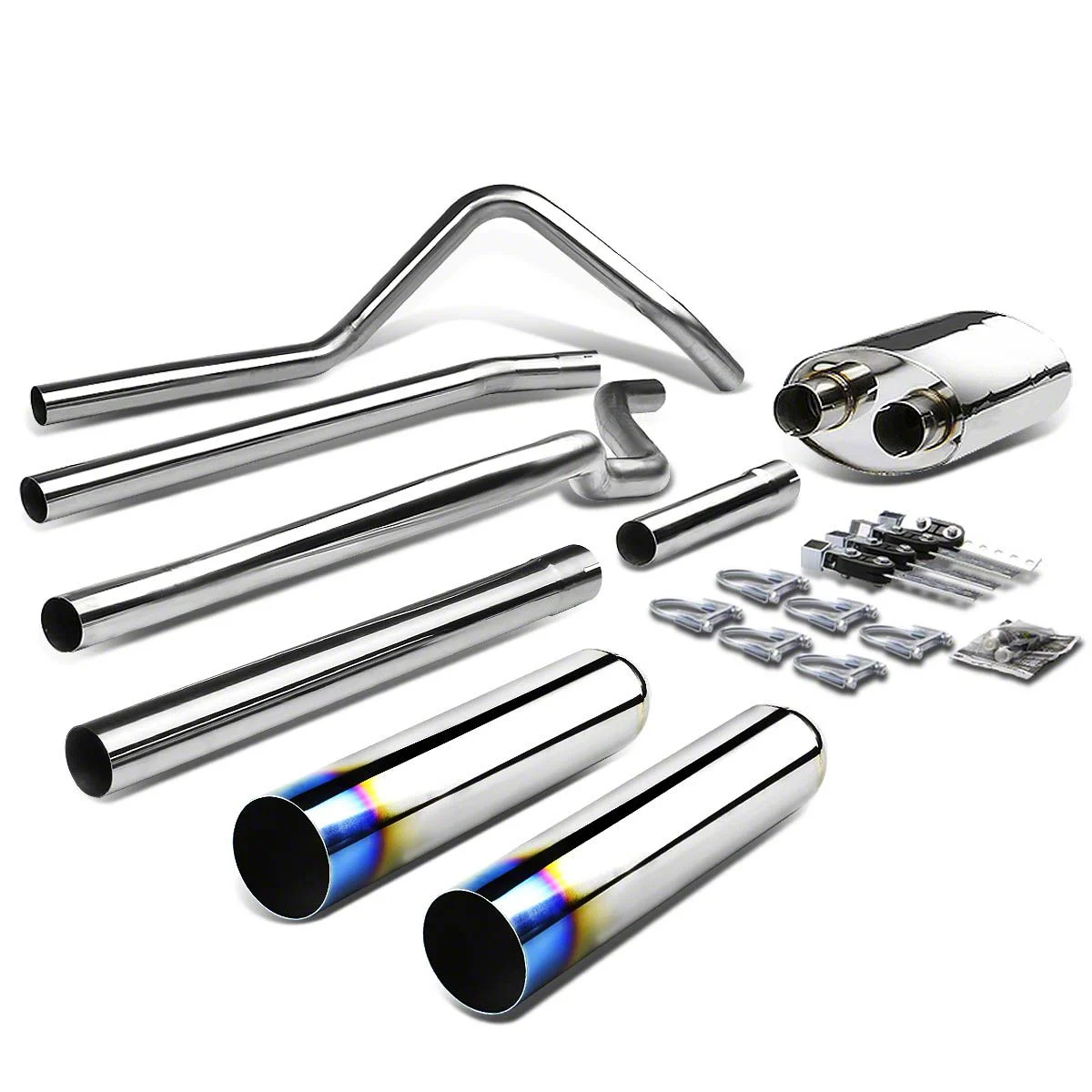 Type 1 Dual Exhaust System with Burnt Tips; Rear Exit (04-08 4.6L F-150)