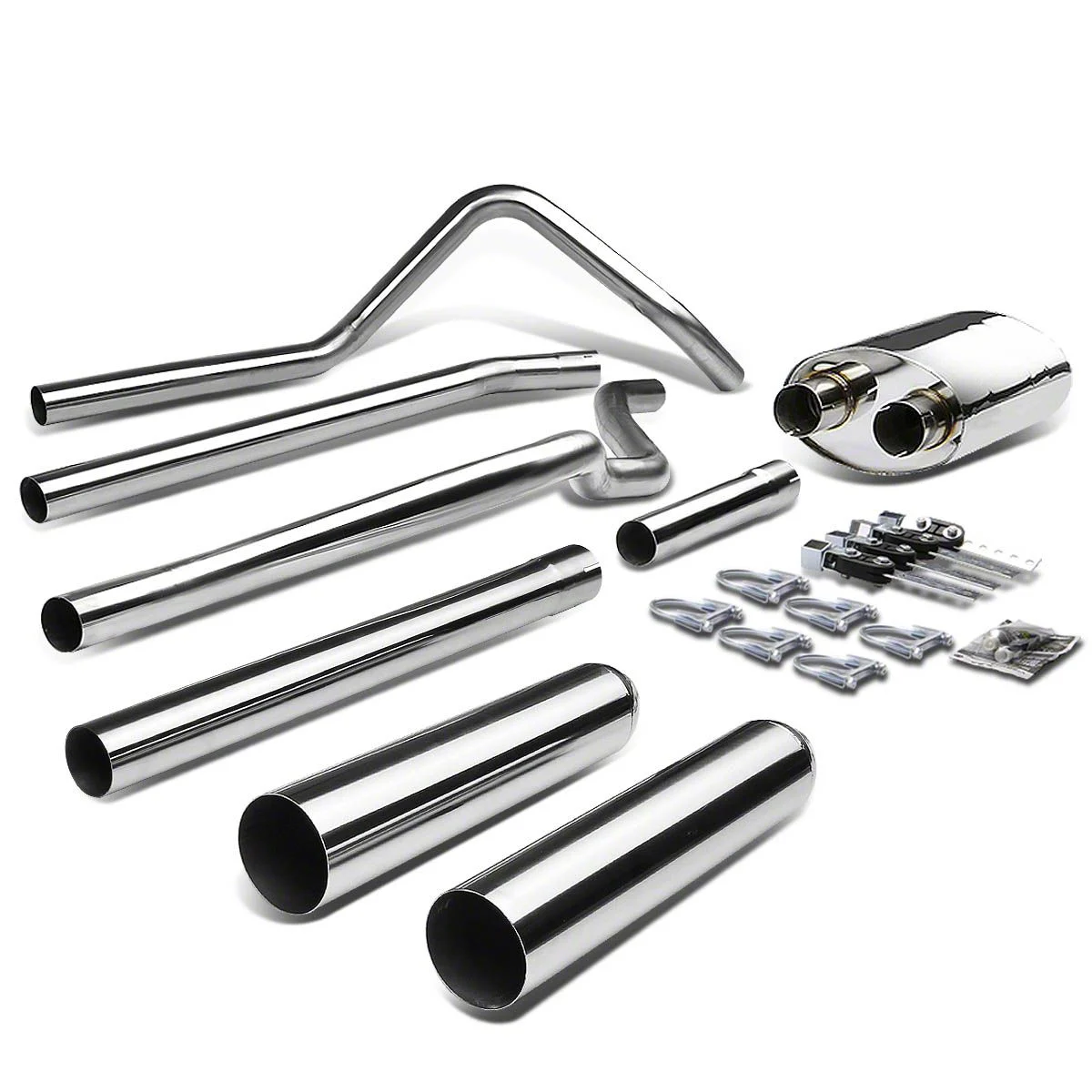 Type 1 Dual Exhaust System with Polished Tips; Rear Exit (04-08 4.6L F-150)