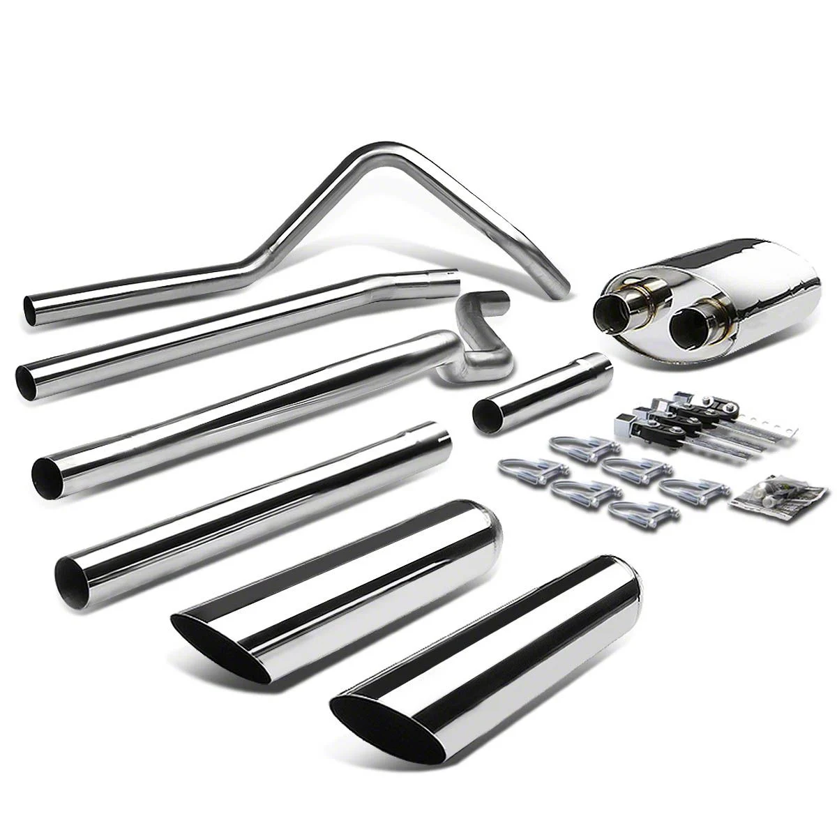 Type 2 Dual Exhaust System with Polished Tips; Rear Exit (04-08 4.6L F-150)