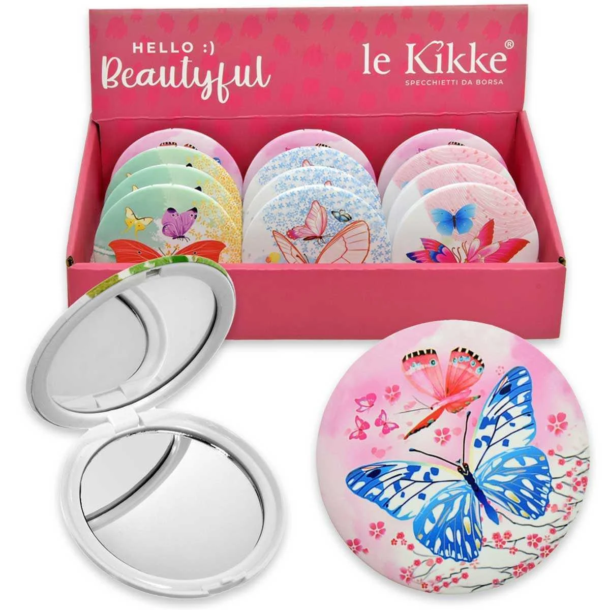 Le kikke specchietto da borsa farfalle