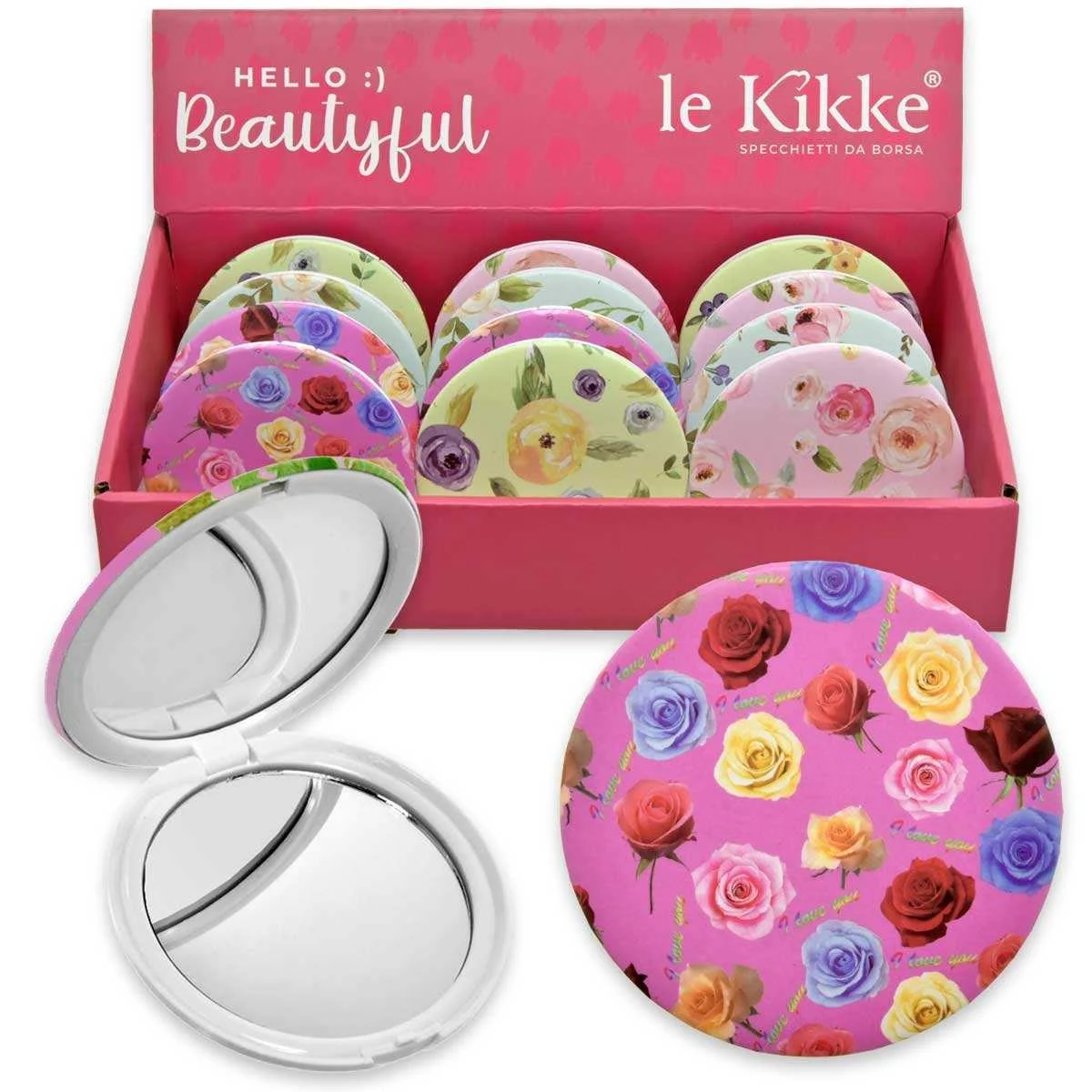Le kikke specchietto da borsa fiori
