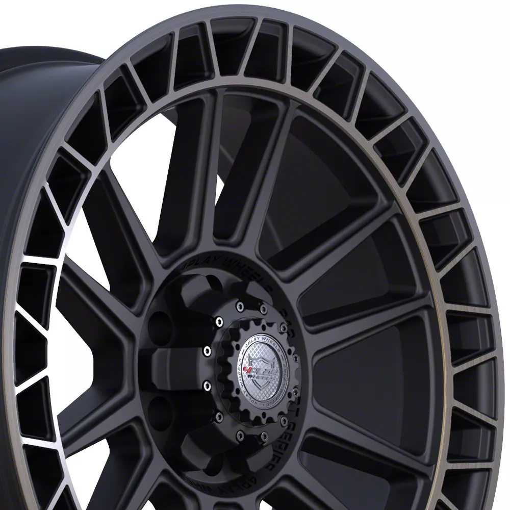 4Play 4PS12 Satin Black Machined with Bronze 6-Lug Wheel; 22x9; 0mm Offset (07-13 Sierra 1500)