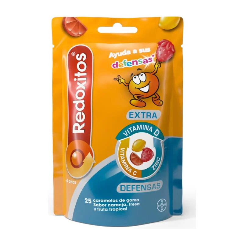 Redoxitos Extra Defenses 25 caramelle gommose al gusto di arancia, fragola e frutta tropicale