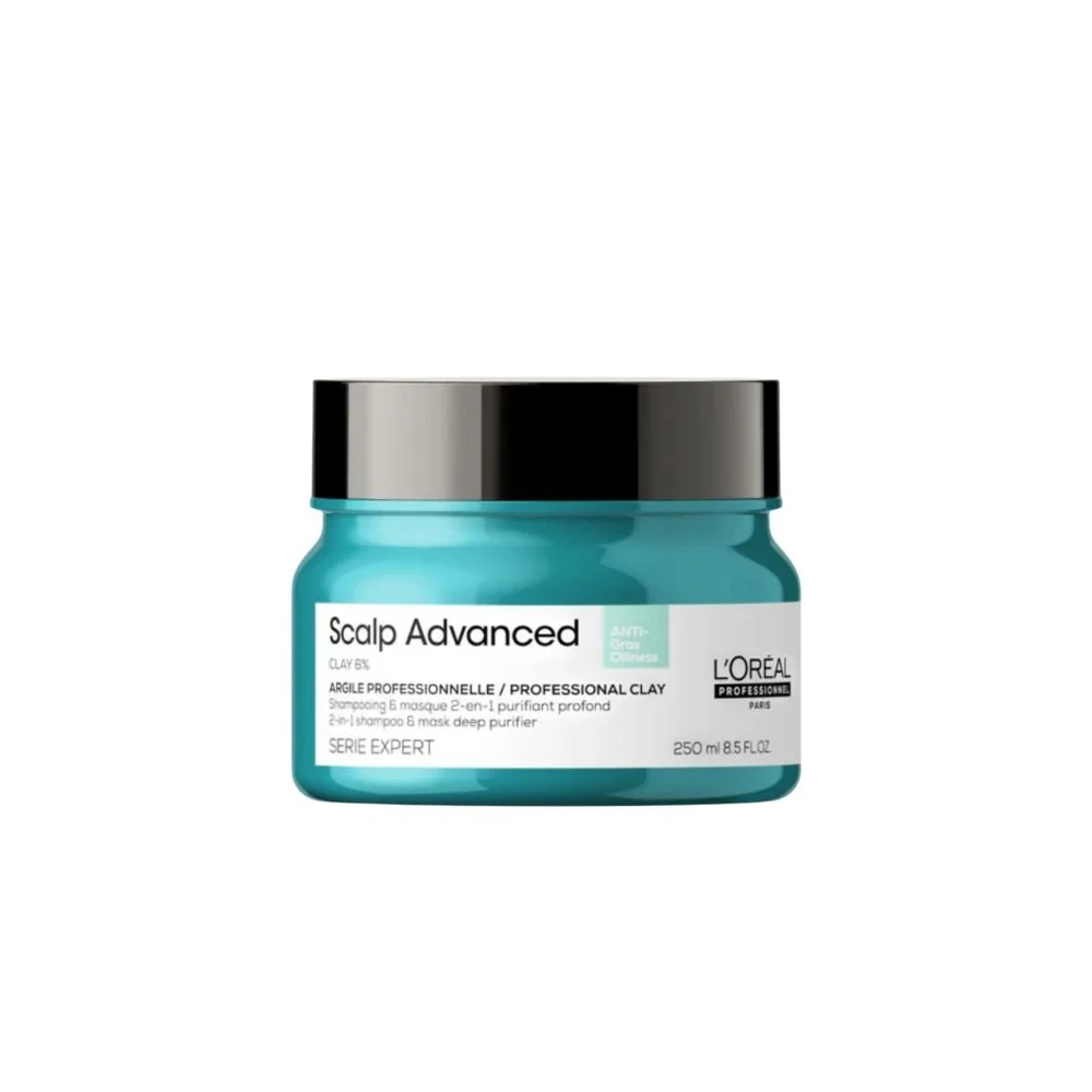 L'Oréal Professionnel Scalp Advanced Anti-Oliiness Professional Clay 2-in-1 Shampoo e maschera purificante profondo 250 ml
