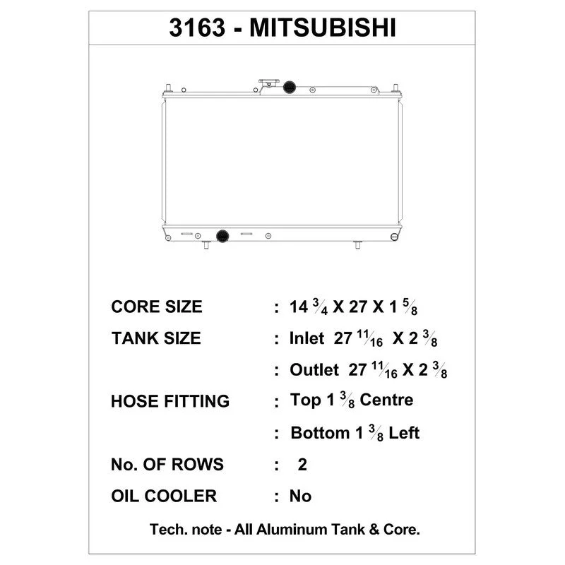 CSF Performance Radiator For Mitsubishi Lancer EVO 7, 8, 9 2003-2007