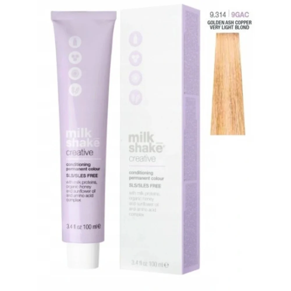 Milk Shake Creative - Tintura Capelli 100ml 9.314 | 9GAC || Biondo rame oro cenere molto luminoso