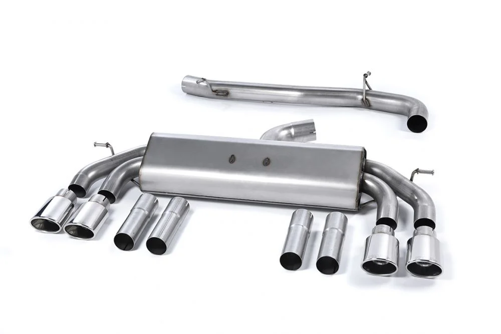Milltek Non-Valved & Non-Resonated Cat-Back Race Exhaust System w/ Quad Oval Trims Audi S3 Saloon & Cabrio (Non-GPF) 2013-2018