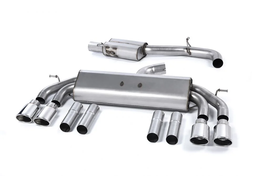 Milltek Non-Valved & Resonated Cat-Back Race Exhaust System w/ Quad Oval Trims Audi S3 Saloon & Cabrio (Non-GPF) 2013-2018