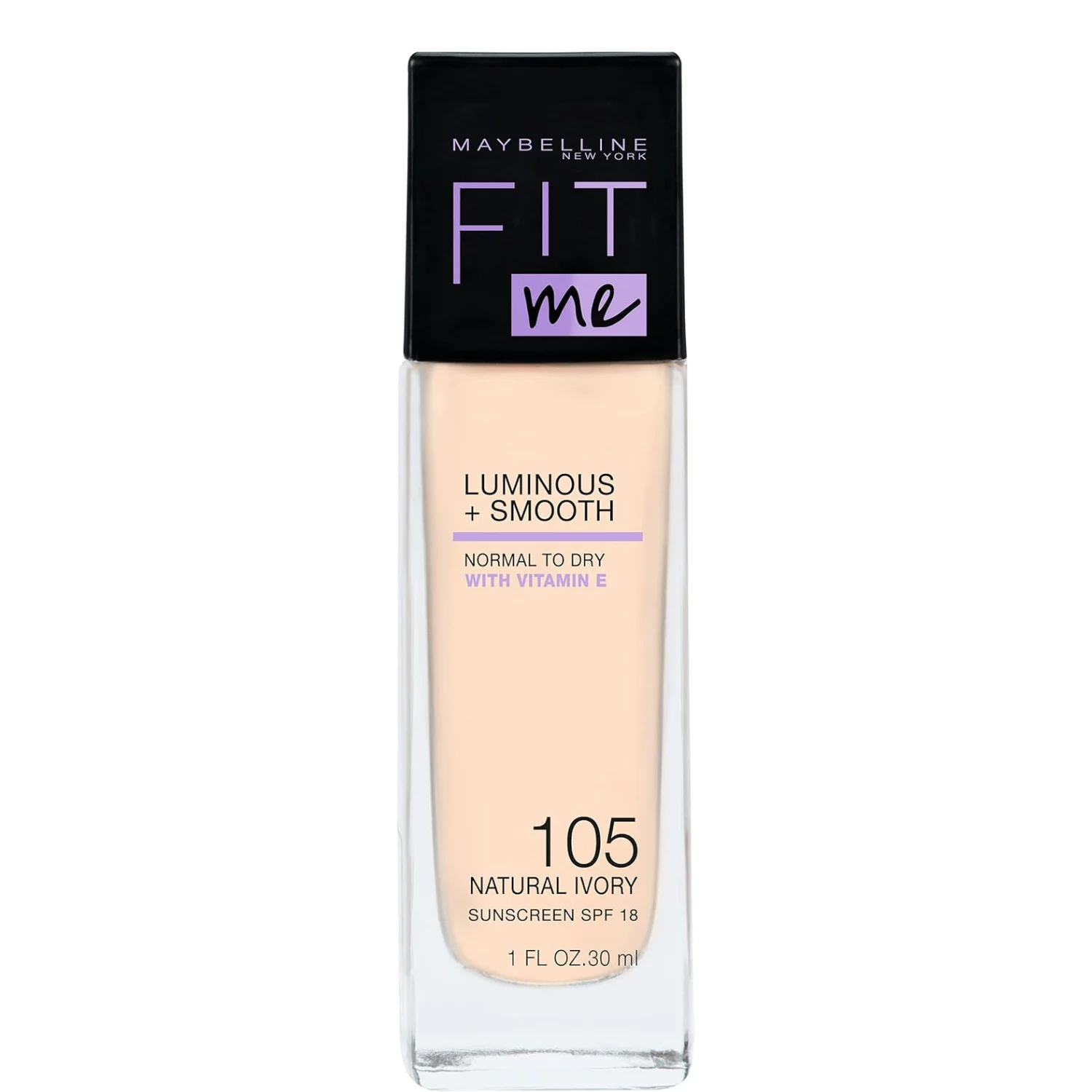 Maybelline Fit Me! Fondotinta Luminoso + Liscio SPF18 105 Avorio Naturale 30 ml