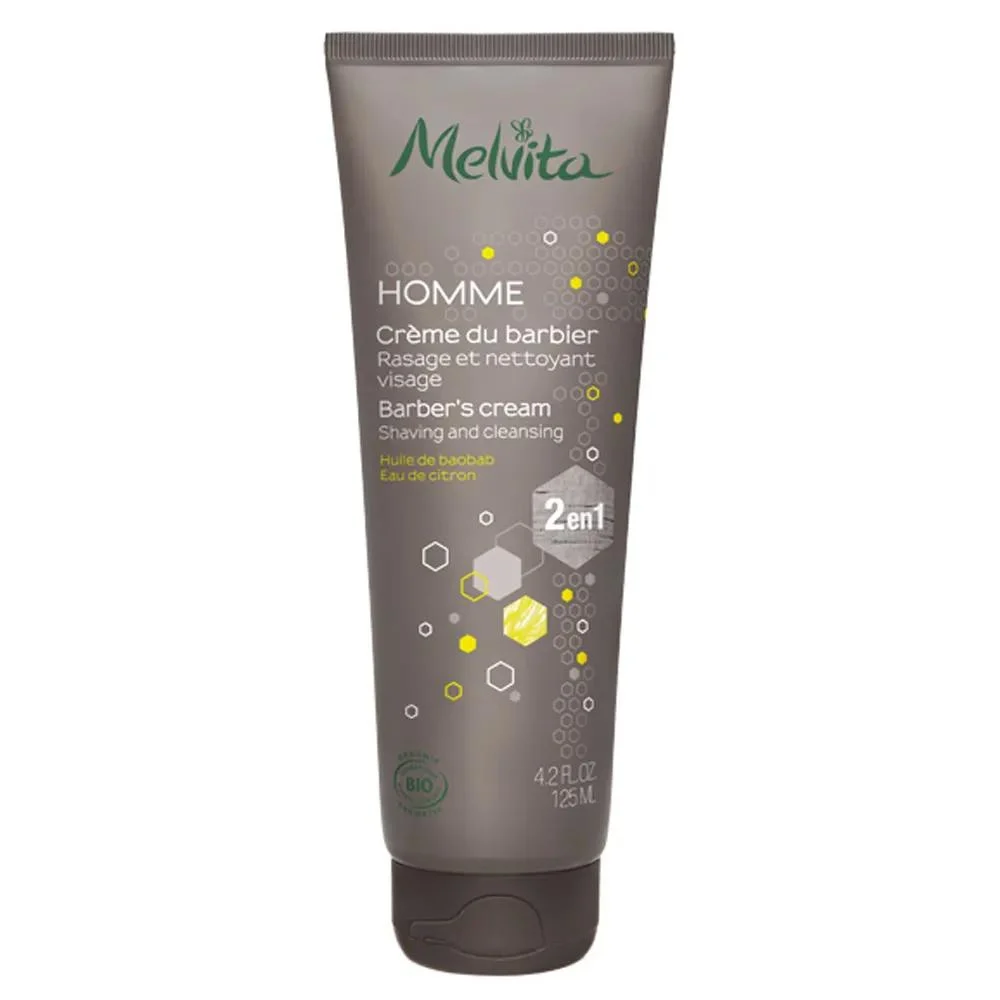 Melvita Creme Du Barbier 2 in 1 Rasatura E Detergente Viso Bio 125 ml