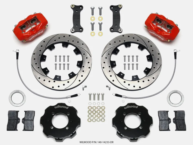 Wilwood Forged Dynalite Front Hat Kit 12.19in Drilled Red 2016-Up Mazda MX5 Miata w/ Lines