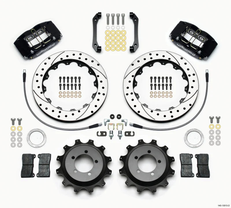 Wilwood Dynapro Radial Rear Kit 12.88in Drilled 2006-2007 Subaru WRX w/Lines