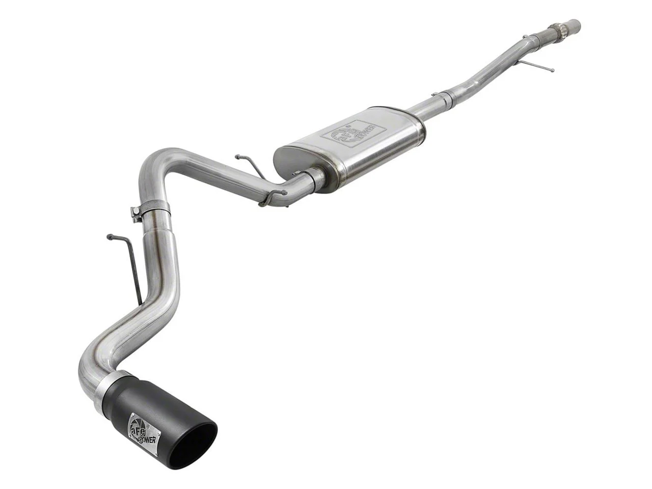 AFE Apollo GT Series Single Exhaust System with Black Tip; Side Exit (19-26 5.3L Sierra 1500)