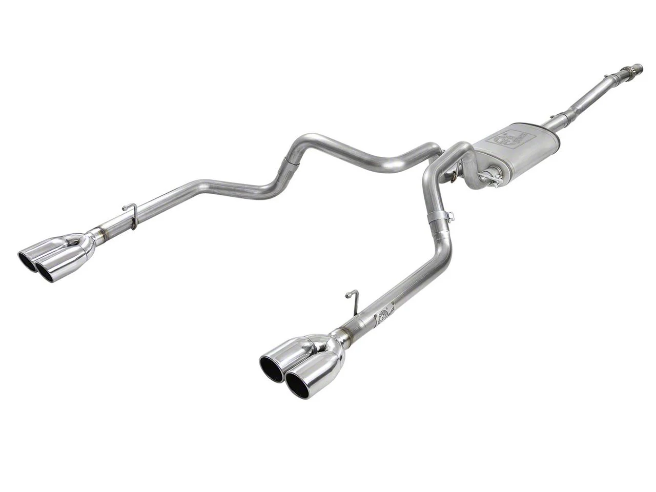 AFE Vulcan Series 3 to 2.50-Inch Dual Exhaust System with Polished Tips; Rear Exit (19-26 5.3L Sierra 1500 w/o Factory Dual Exhaust)