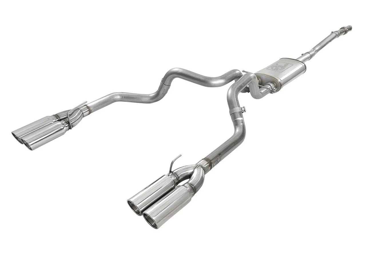AFE Vulcan Series 3-Inch Dual Exhaust System with Polished Tips; Rear Exit (19-26 5.3L Silverado 1500 w/ Factory Dual Exhaust)