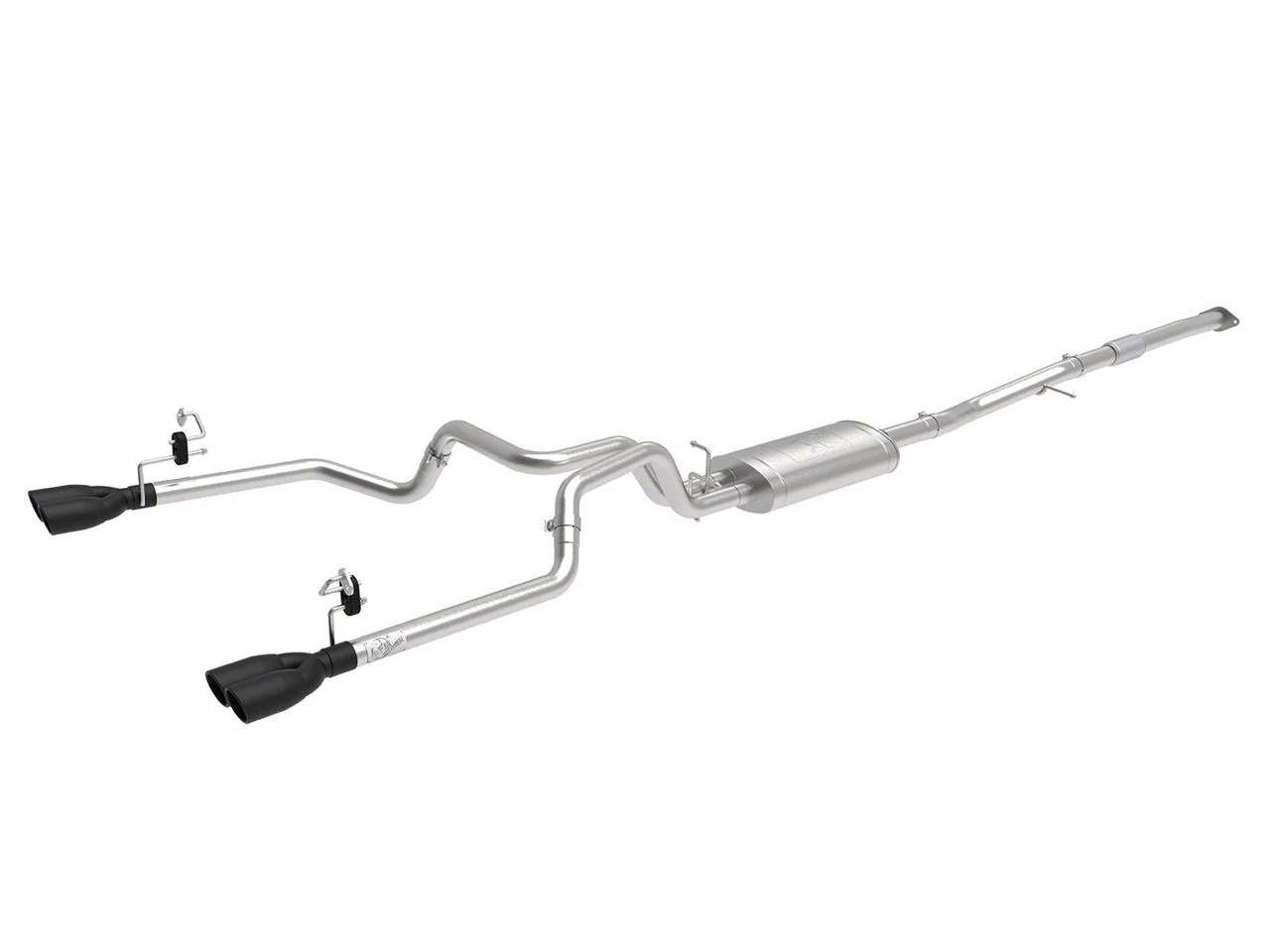 AFE Vulcan Series 3 to 2.50-Inch Dual Exhaust System with Black Tips; Rear Exit (19-26 2.7L Silverado 1500)