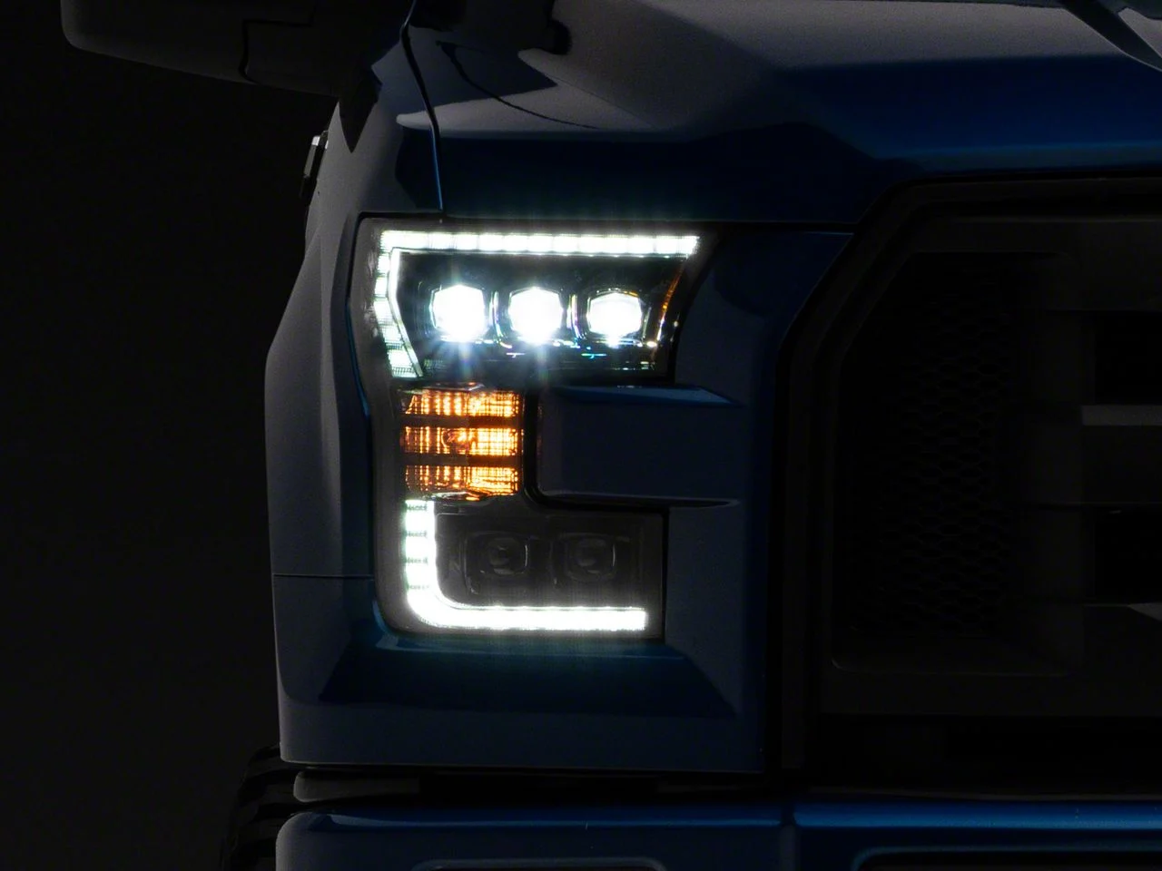 AlphaRex NOVA-Series LED Projector Headlights; Alpha Black Housing; Clear Lens (15-17 F-150 w/ Factory Halogen Headlights)