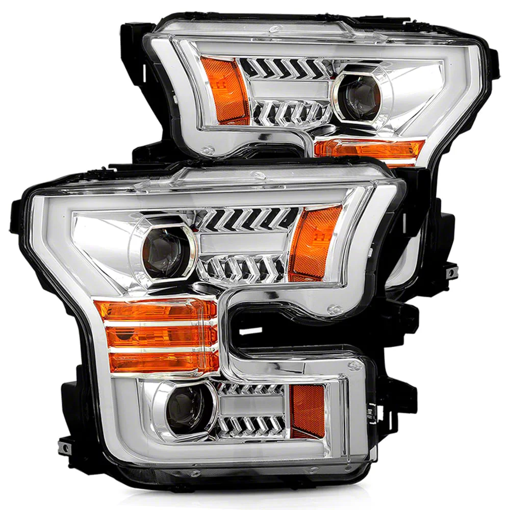 AlphaRex PRO-Series Projector Headlights; Chrome Housing; Clear Lens (15-17 F-150 w/ Factory Halogen Headlights)