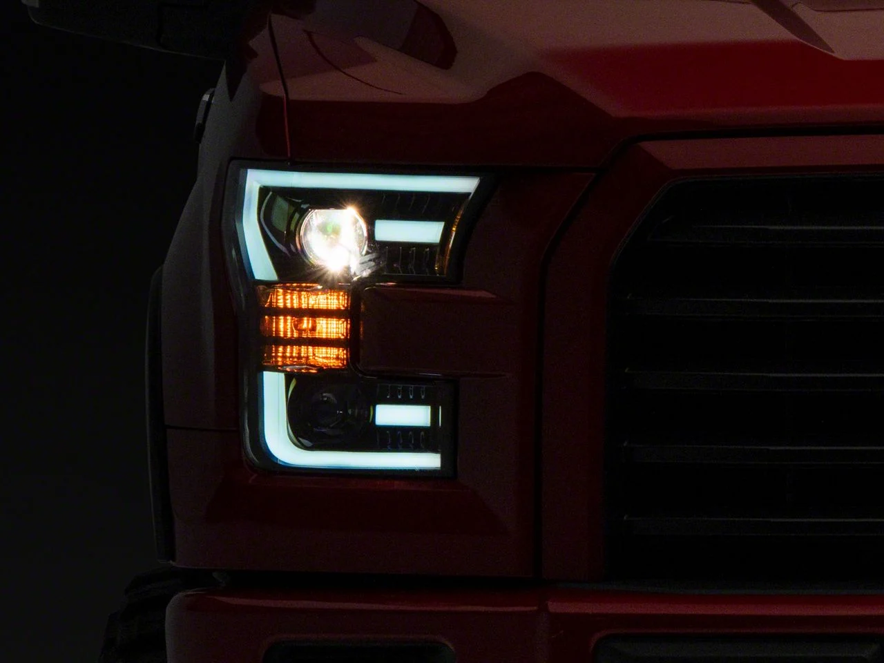 AlphaRex PRO-Series Projector Headlights; Jet Black Housing; Clear Lens (15-17 F-150 w/ Factory Halogen Headlights)