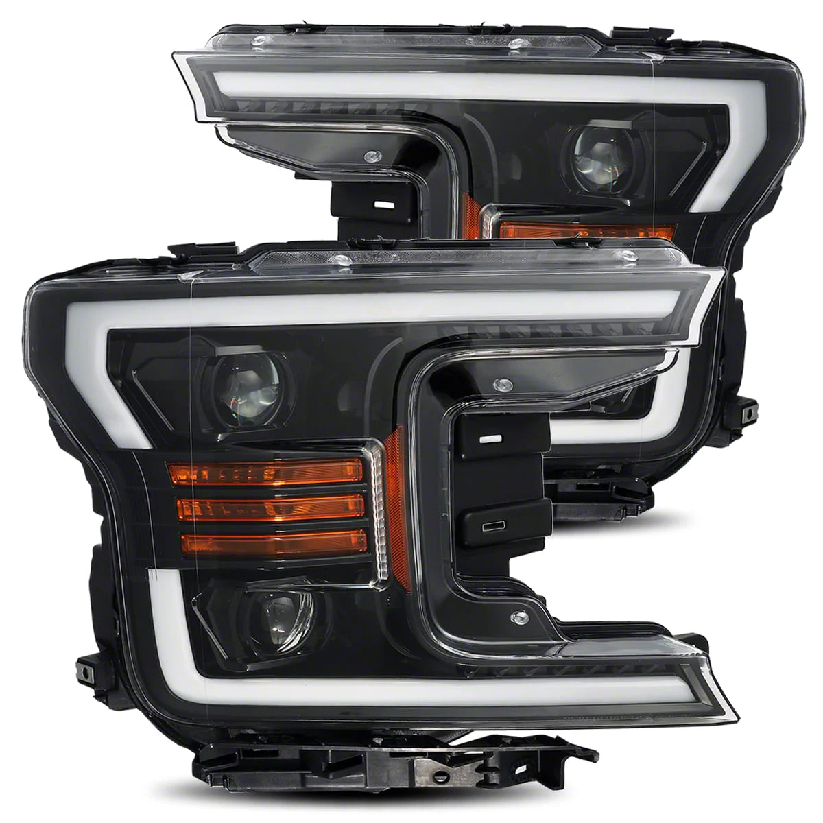 AlphaRex PRO-Series Projector Headlights; Jet Black Housing; Clear Lens (18-20 F-150 w/ Factory LED Headlights)