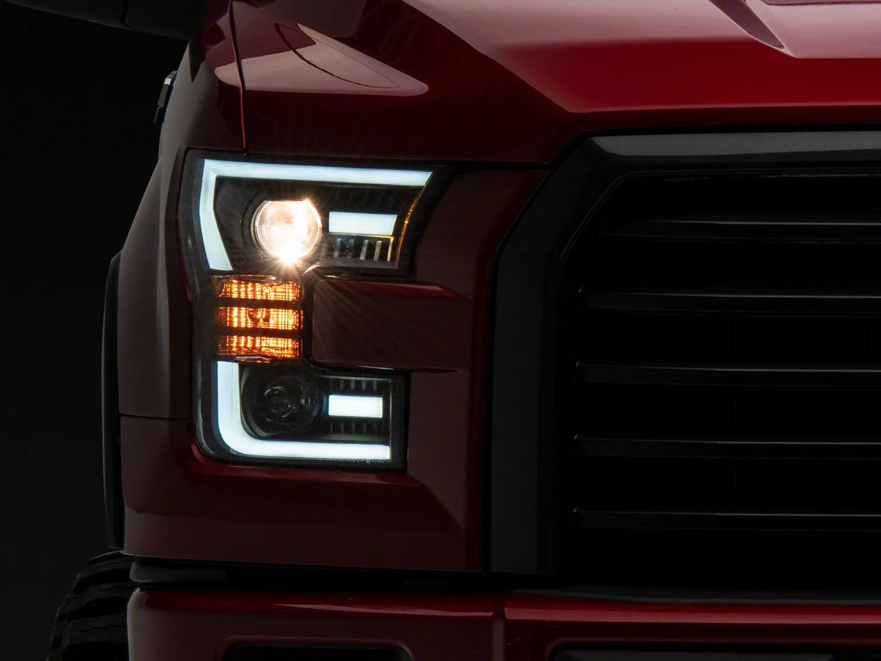 AlphaRex PRO-Series Projector Headlights; Matte Black Housing; Clear Lens (15-17 F-150 w/ Factory Halogen Headlights)