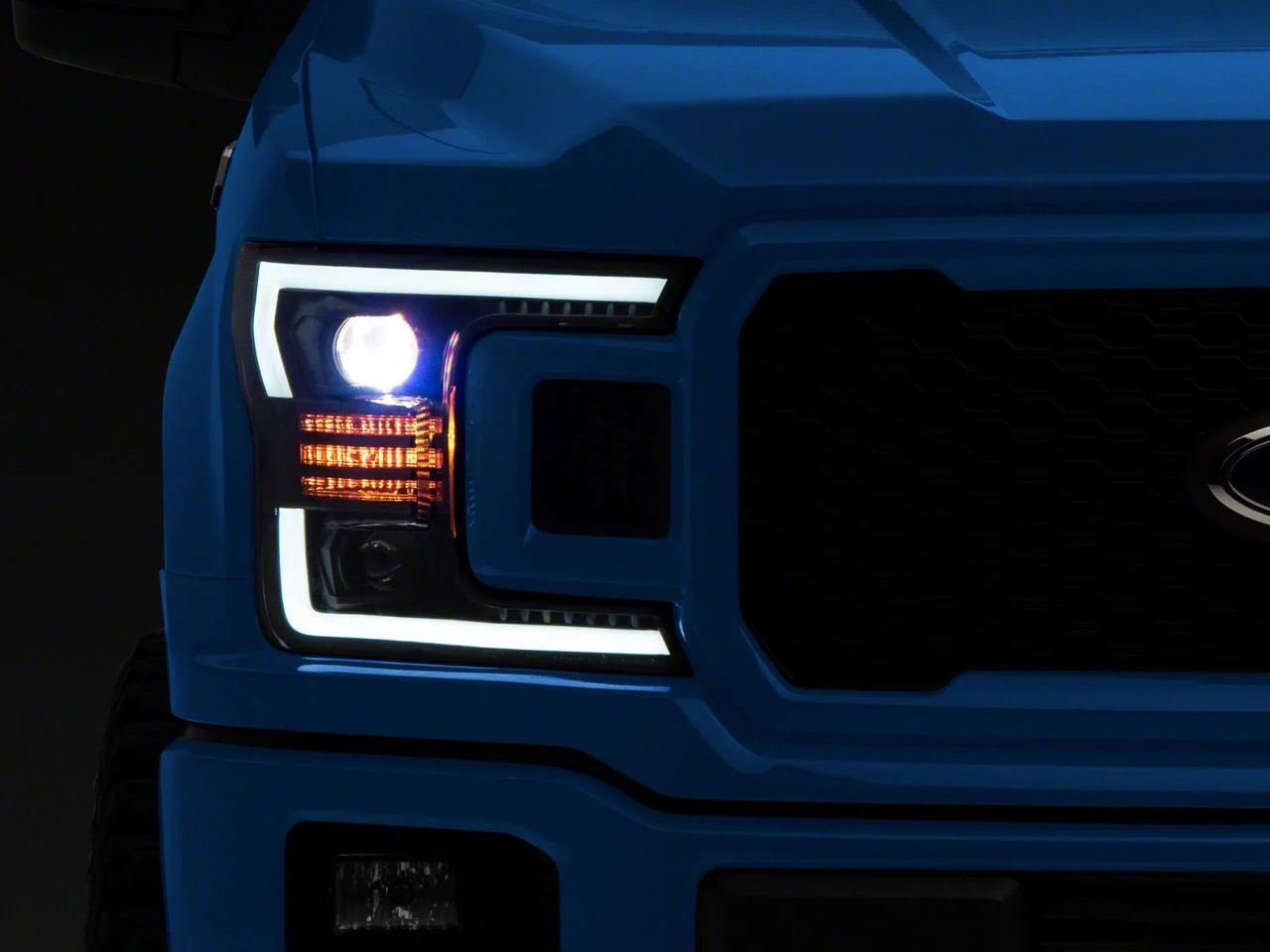 AlphaRex PRO-Series Projector Headlights; Matte Black Housing; Clear Lens (18-20 F-150 w/ Factory Halogen Headlights)