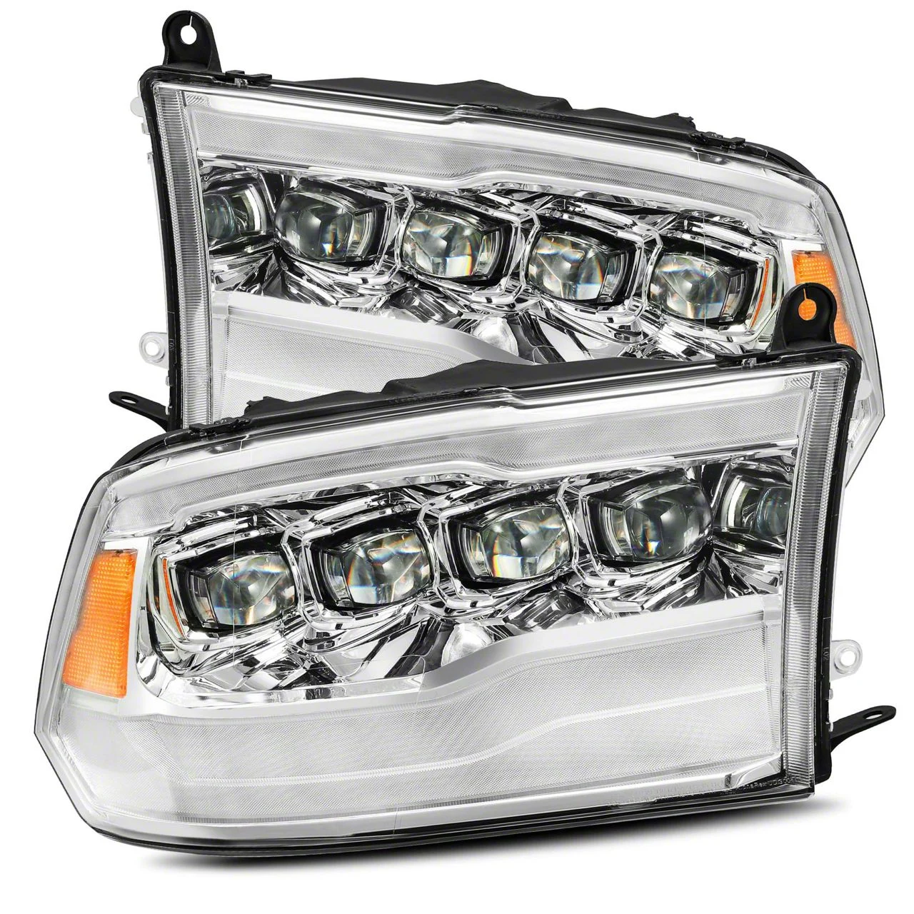 AlphaRex NOVA-Series LED Projector Headlights; Chrome Housing; Clear Lens (13-18 RAM 1500 w/ Factory Projector Headlights)