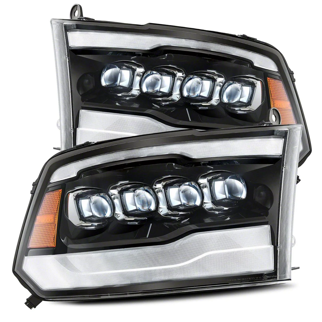 AlphaRex NOVA-Series LED Projector Headlights; Jet Black Housing; Clear Lens (13-18 RAM 1500 w/ Factory Projector Headlights)