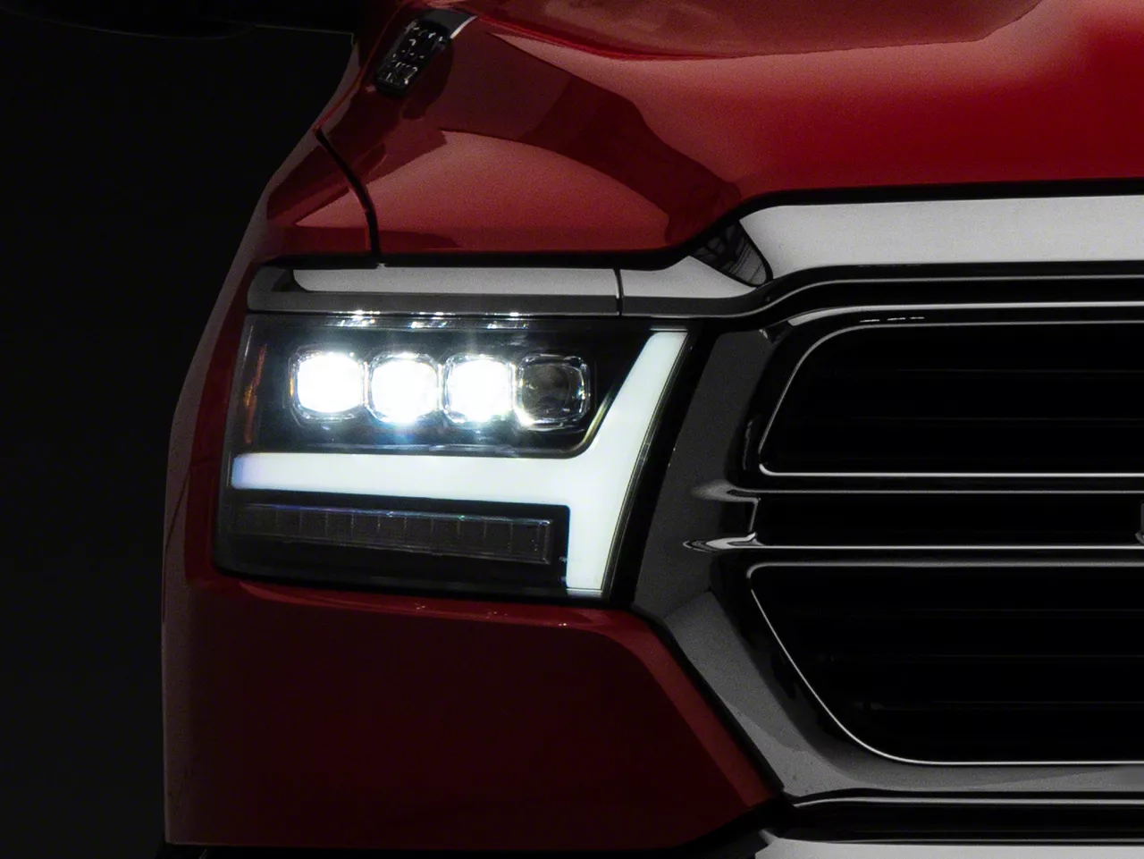 AlphaRex NOVA-Series LED Projector Headlights; Matte Black Housing; Clear Lens (19-24 RAM 1500 w/ Factory Halogen Headlights)