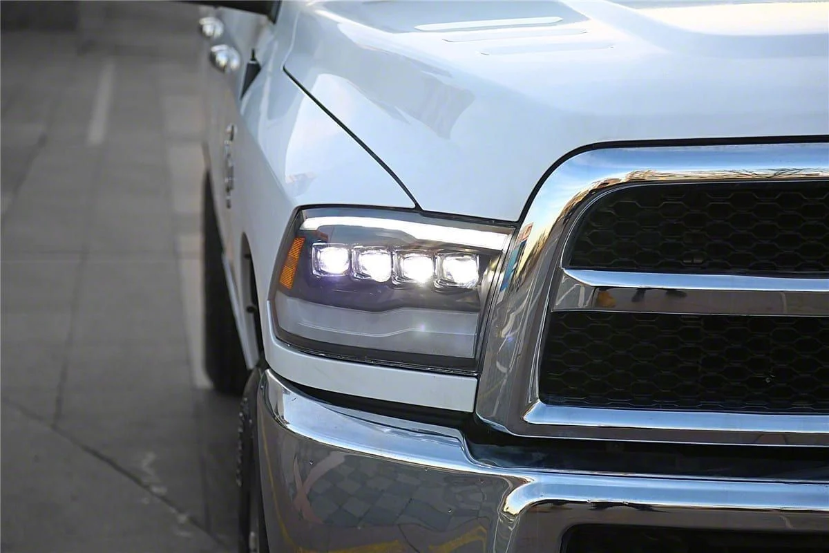 AlphaRex NOVA-Series LED Projector Headlights; Alpha Black Housing; Clear Lens (13-18 RAM 1500 w/ Factory Projector Headlights)